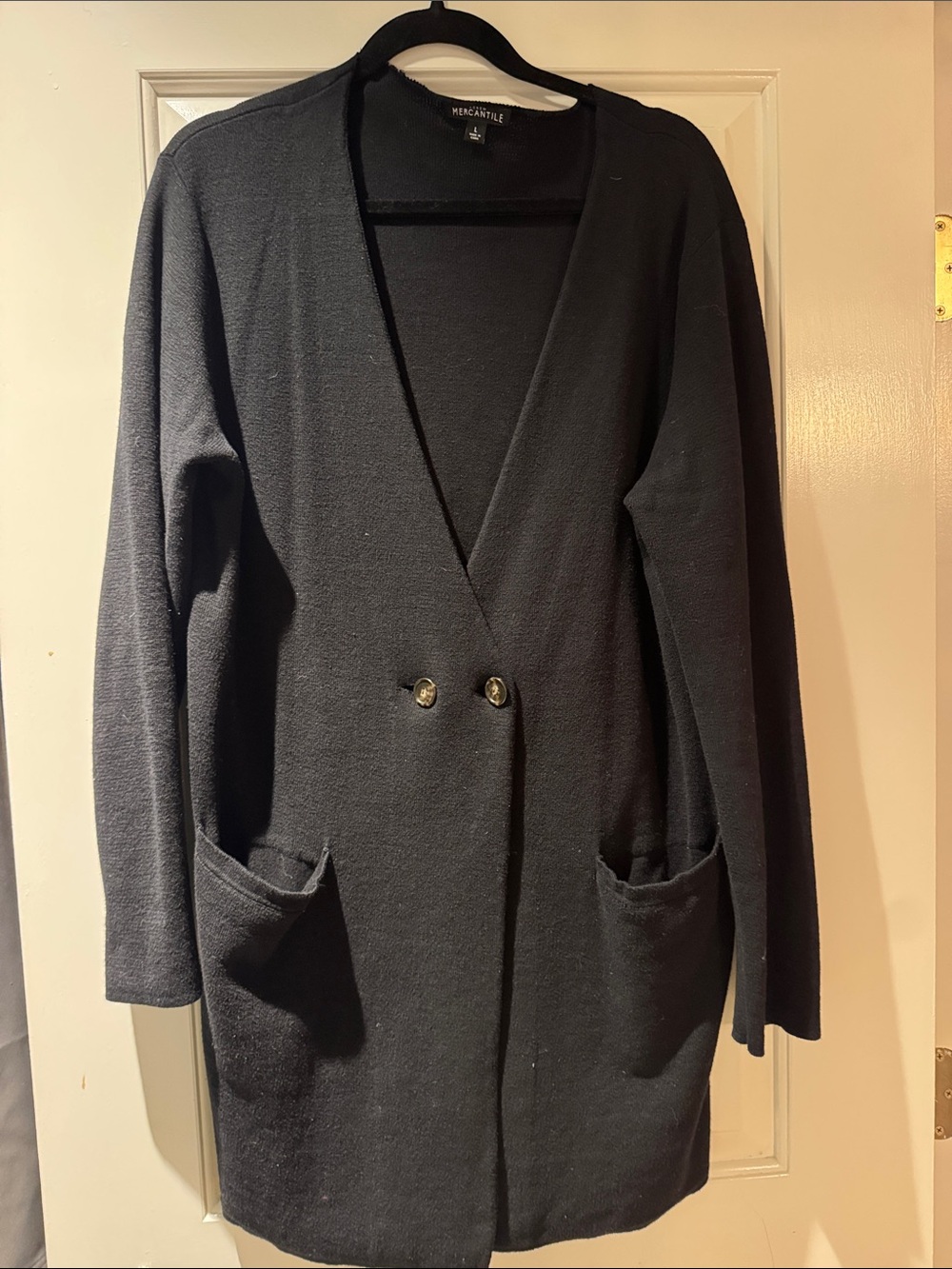 J. Crew Factory Black Long Open-Front Blazer Coatigan